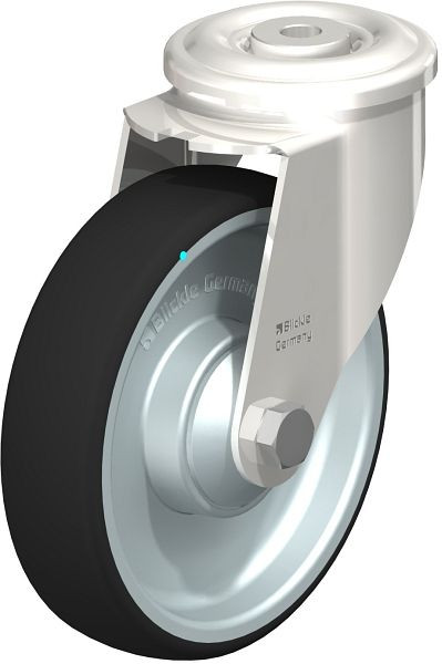 Blickle LEXR-PATH 160KD Edelstahl-Lenkrolle mit Rückenloch, Thermoplastisches Polyurethan, Grau, 761533