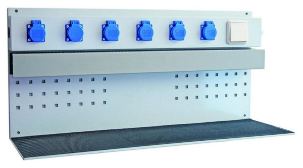 KLW Akkuladeregal mit 5,00 m Kabel und Schukostecker-Vollgummi, schwarz, 830 x 400 x 250 mm, 1037051