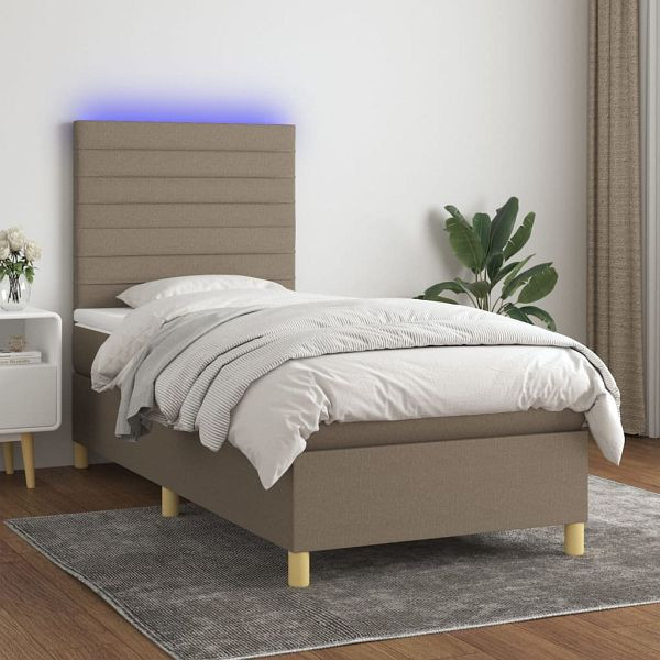 vidaXL Boxspringbett mit Matratze & LED Taupe 80x200 cm Stoff, 3135473