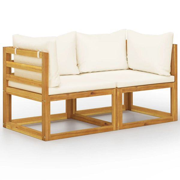 vidaXL 2-Sitzer-Gartenbank mit Cremeweißen Kissen, 3068852