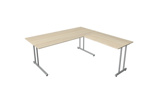 Kerkmann Winkelarbeitsplatz start-up, aus Schreibtisch B 1800 x T 800 x H 750 mm und Anbautisch 1000 x 600 x 750 mm, Ahorn, 11436650