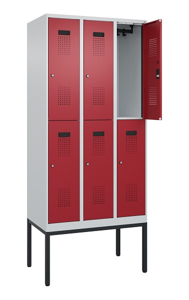 C+P Doppelstock-Spind Evolo PLUS, Gestell, 6 Fächer, 2120x900x500mm, 7035/3003, Zylinderschloss, 0493307-30 S10031