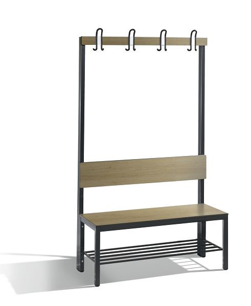 C+P Garderobenbank mit Rückenlehne, Basic Plus, H1650xB1000xT407mm, 8060-110 S10004