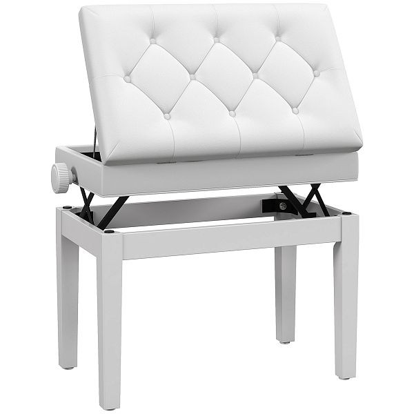 HOMCOM Klavierbank Höhenverstellbar Sitzbank mit Stauraum, Holzbeine, aus Kunstleder, 54,5 x 33 x 48-58 cm, F12-016V00WT