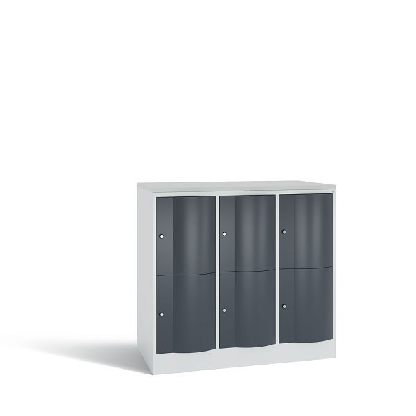 C+P XL-Schließfachschrank Resisto,6 Fächer,H1077B1148T640mm,Grau/Anthrazit/DBSHellgrau, 8472-373 S10048