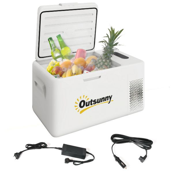 Outsunny Kühlbox, 59L x 32B x 28H cm, Cremeweiß, C00-049V90CW, 4255826827393