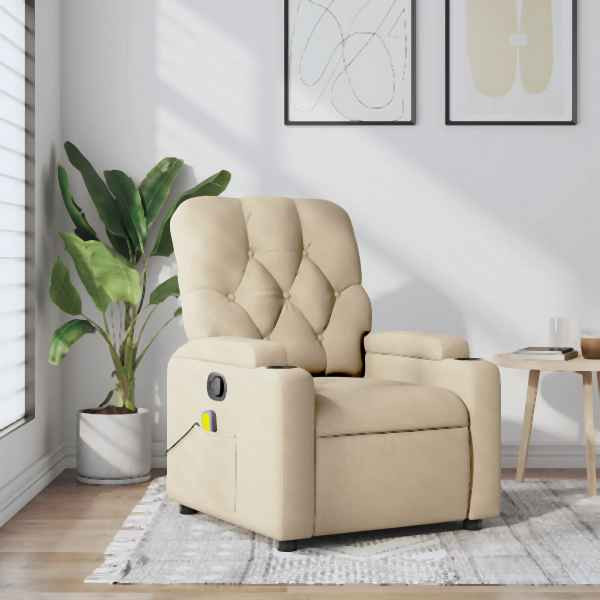 vidaXL Massagesessel Creme Stoff, Füllung: Schaumstoff, 372500