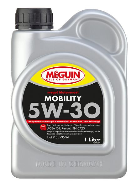 Meguin megol Motorenöl Mobility SAE 5W-30, Kanister Kunststoff, VE: 1 Liter, 3185