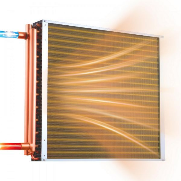 VEVOR Lamellenwärmetauscher 559x559mm, 55,7kW, Kupferanschlüsse, Aluminiumlamellen, 2,5 MPa, für Heizung/Kühlung Indoor, CPGSHRQ22INCEXP9L001V0