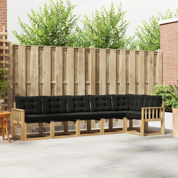 vidaXL Outdoor-Sofagarnitur mit Kissen 6-teilig Weiß und Schwarz, 3389522