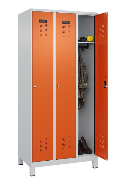 C+P Spind Evolo PLUS, mit Füßen, 3 Abteile, 1950x900x500mm, 7035/2004, Verschluss Zylinderschloss, Ablageböden 3, 049010-30 S10029