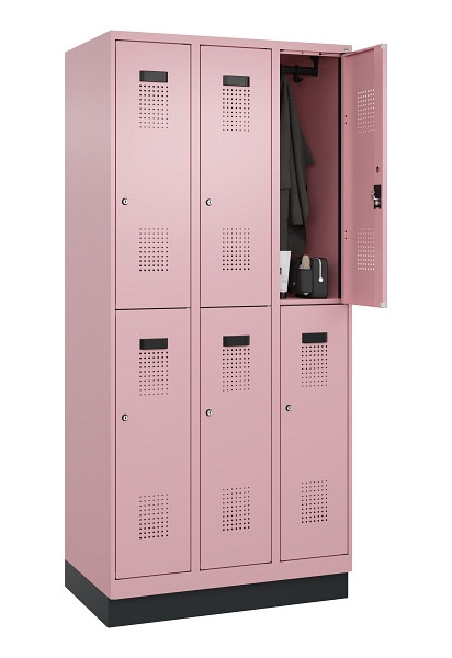 C+P Doppelstöckiger Spind Evolo PLUS, mit Sockel, 6 Fächer, 1950x900x500mm, 3015, Zylinderschloss, 049320-30 S10051