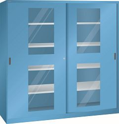 LISTA Schiebetürschrank (BxTxH) 2000x500x1950mm KEY Lock, Lichtblau, 8 Verstellböden, 60.727.010