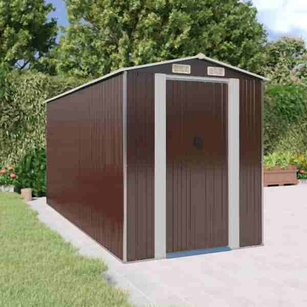 vidaXL Geräteschuppen Dunkelbraun 192x440x223 cm Verzinkter Stahl, 3147463