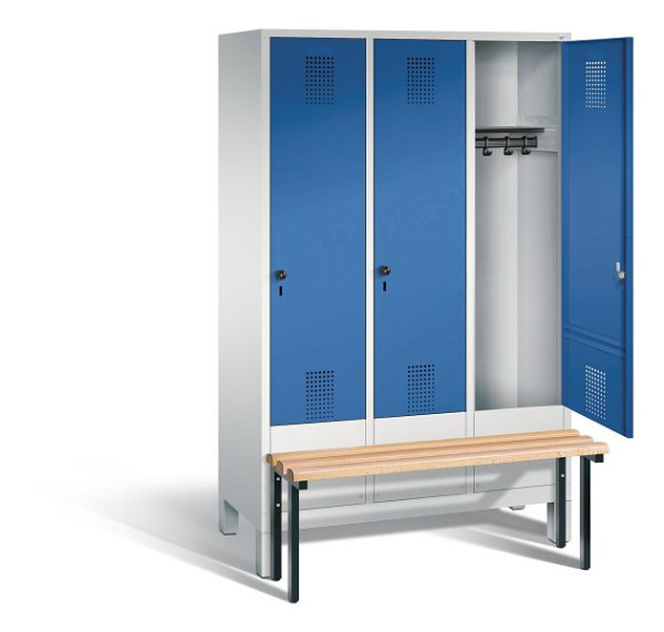 C+P Garderobenschrank Evolo, H1850xB1200xT815mm, Farbe: Lichtgrau / Enzianblau, 48030-32 S10013