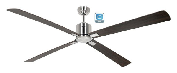 CasaFan Deckenventilator Eco Neo III 180 Chrom gebürstet-Massivholz Nussbaum gebeizt/Kirsche WiFi, 942415W