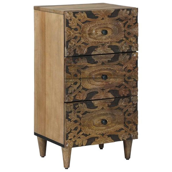 vidaXL Sideboard mit Speicher Braun 40 x 33,5 x 75 cm Massivholz Mango, 4018355