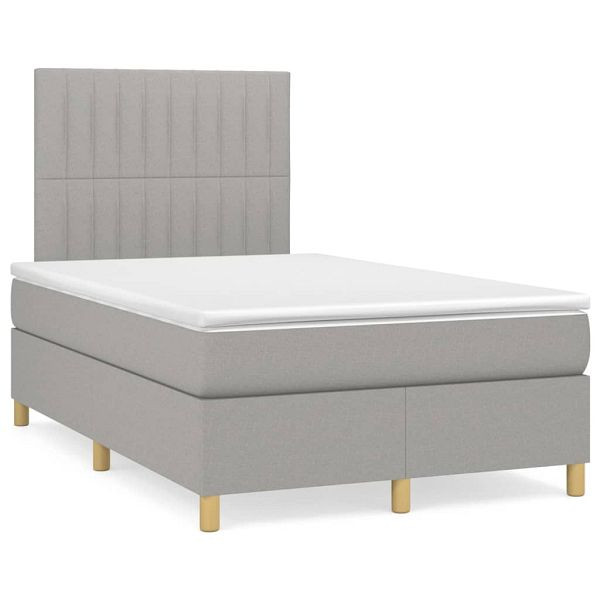 vidaXL Boxspringbett mit Matratze & LED Hellgrau 120x190 cm Stoff, 3270260