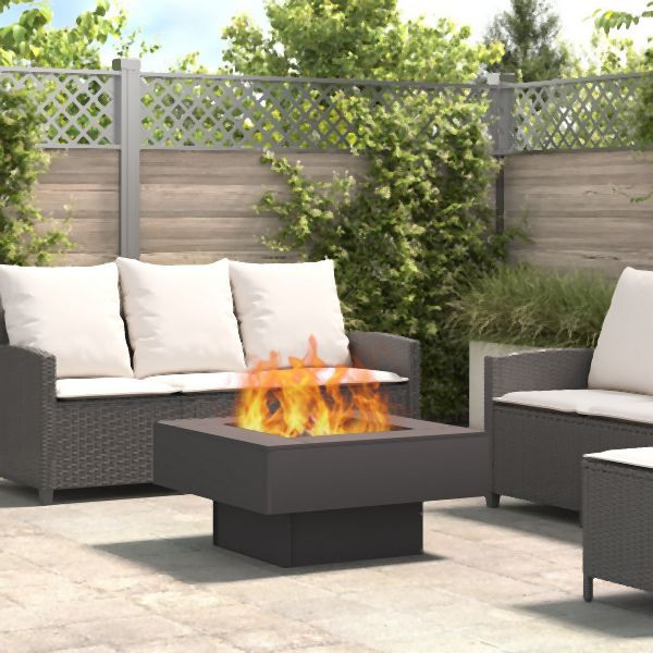vidaXL Feuerstelle Quadrat Schwarz 80x80x40 cm Stahl, 858956