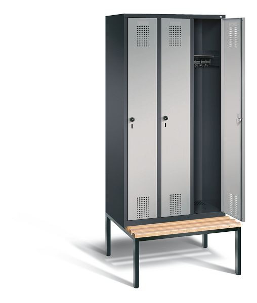 C+P Garderobenschrank Evolo, H2090xB900xT815mm, Farbe: Schwarzgrau / Weißaluminium, 48050-30 S10037