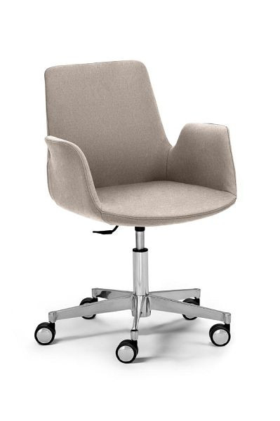 Deskin Konferenz-/Bürostuhl HELLA DV, Fußkreuz Aluminium poliert, Bezugsstoff Basic MC, beige, 352934