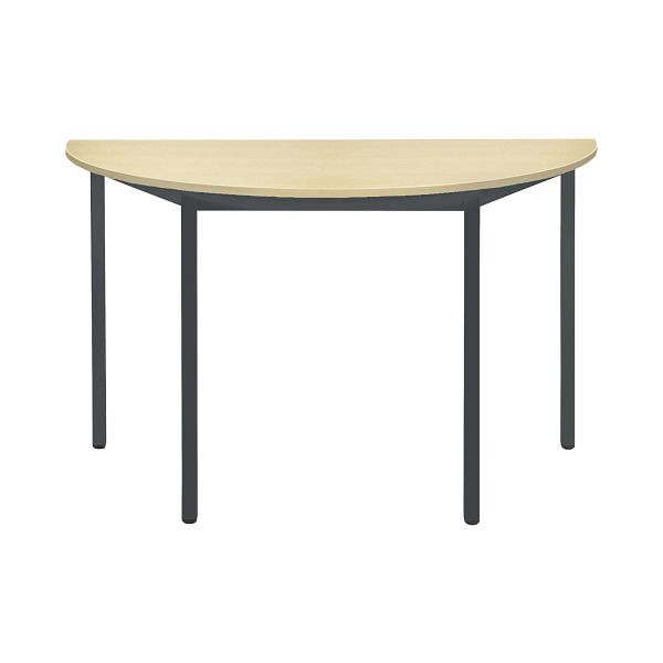 Bisley Mehrzwecktisch, Halbrund, Breite 1200 mm, Tiefe 600 mm, 19mm Tischstärke, 334 anthrazitgrau x MP ahorn, MTH1206MP334