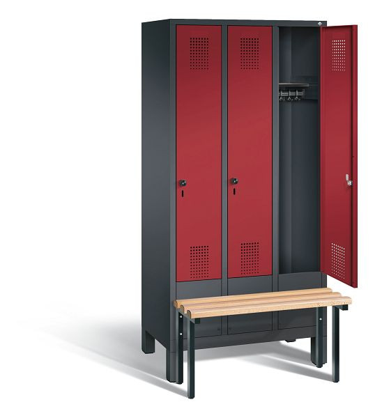 C+P Garderobenschrank Evolo, H1850xB900xT815mm, Farbe: Schwarzgrau / Rubinrot, 48030-30 S10187
