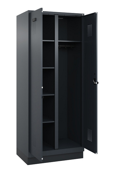 C+P Wäsche-/Garderobenspind Evolo PLUS, mit Sockel, 2 Abteile, 1950x800x500mm, 7016, RAL 7016 Anthrazitgrau, Drehriegel, 049620-22 S10016