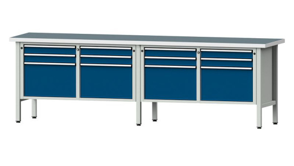 ANKE Werkbänke Kastenwerkbank, Modell 233 V, 2800 x 700 x 890 mm, RAL 7035/5010, UBP 40 mm, 305.057