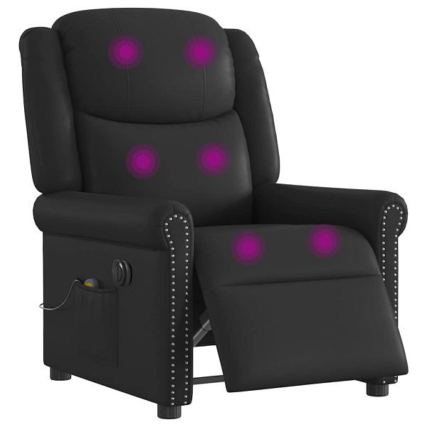 vidaXL Relaxsessel Massage Elektrisch Glänzend Schwarz Kunstleder, 3303416