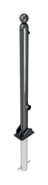 Schake Absperr-Stilpfosten Serie 466B Ø 60 mm, umlegbar, selbsteinrastende Verriegelung zum Einbetonieren, 466FUHB