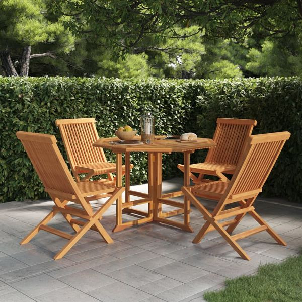 vidaXL 5-teilig Garten-Essgruppe Klappbar Massivholz Teak, 3096573