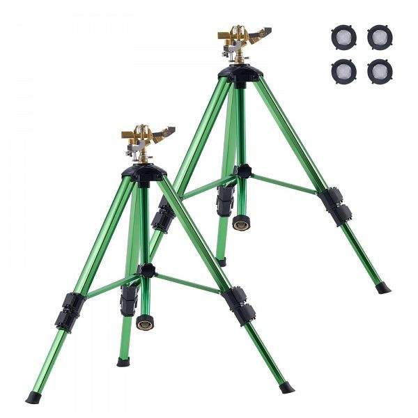 VEVOR 2er-Pack Stativ Impulsregner, Messingkopf, G3/4 Zoll Anschluss, 360°-Bewässerung, 430-940mm höhenverstellbar, SJJSSQLSZX2J3VCN2002V0