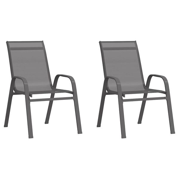 vidaXL Stapelbare Gartenstühle 2 Stück Grau Textilene, 318778
