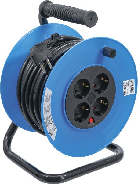 BGS Kabeltrommel, 25 m, 3 x 1,5 mm², 4 Steckdosen, IP 20, 3000 W, 3361