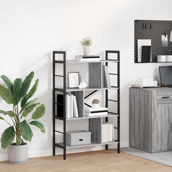 vidaXL Bücherregal Graues Sonoma 75 x 30 x 123,5 cm Holzwerkstoff, 883967