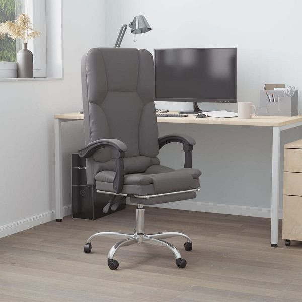 vidaXL Bürostuhl mit Massagefunktion Grau Kunstleder, 349679