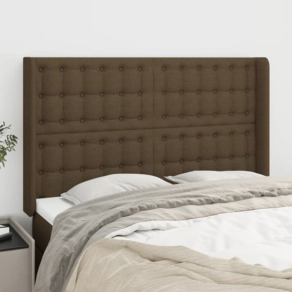 vidaXL Kopfteil mit Ohren Dunkelbraun 147x16x118/128 cm Stoff, 3120015