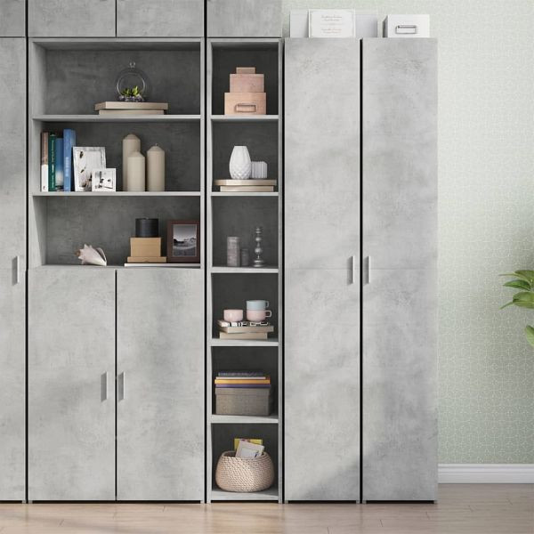 vidaXL Highboard Betongrau 30x41x185 cm Holzwerkstoff, 846414