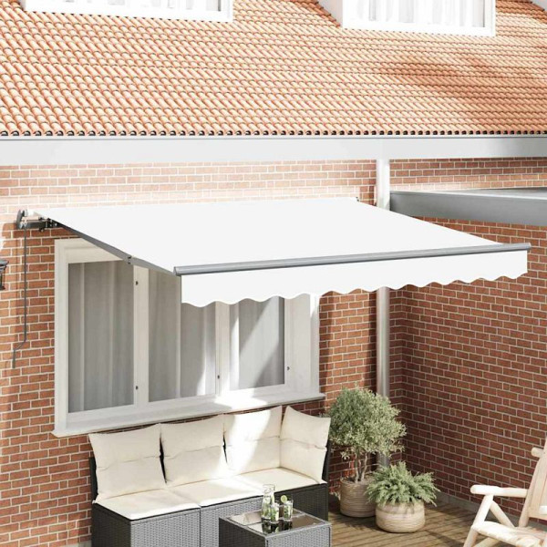 vidaXL Einziehbare Markise Weiß 350 x 200 cm Polyester und Aluminium, 3329724