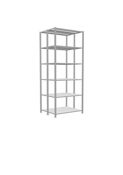 Schulte Grundregal, Steck-Doppelregal MULTIplus150, 2500 x 1000 x (2x400) mm, 2x6 Fachböden, Längenriegel, RAL 7035 lichtgrau, 33141