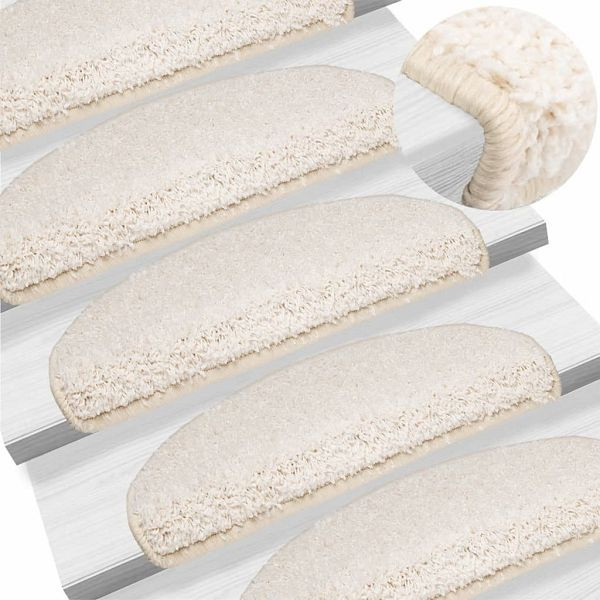 vidaXL Treppenmatten 15 Stück Weiß 65x21x4 cm, Material: Polypropylen: 100%, 133906