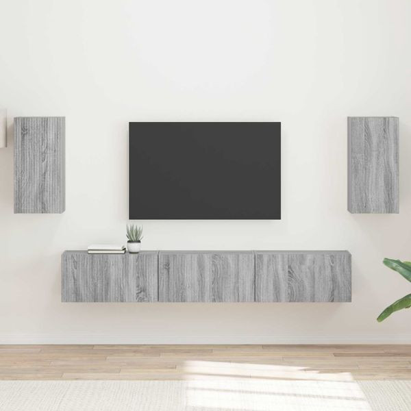 vidaXL TV-Schrankset Wandmontiert 3 pcs Graues Sonoma Holzwerkstoff, 3409075