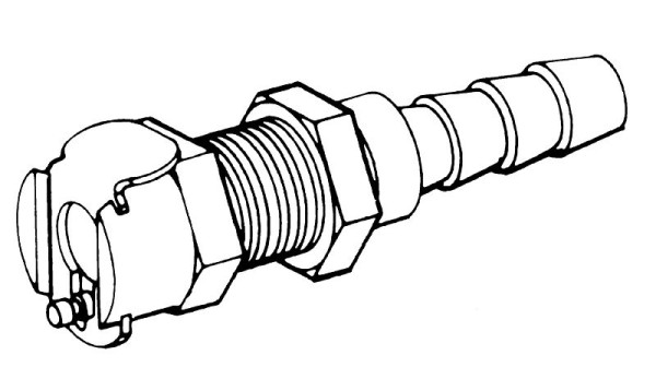 Bürkle Schnellverschluss- Kupplungen NW 3,2 mm, Mutterteile, für Plattenmontage mit Schlauchtülle PP, Ø: 1,6 mm, mit Ventil, 8743-2001