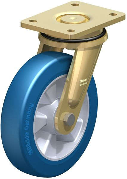 Blickle LS-ALBS 200K Stahlgeschweißte Schwerlast-Lenkrolle, schwere Drehkranz-Ausführung, Blickle Besthane® Soft, Blau, 724385