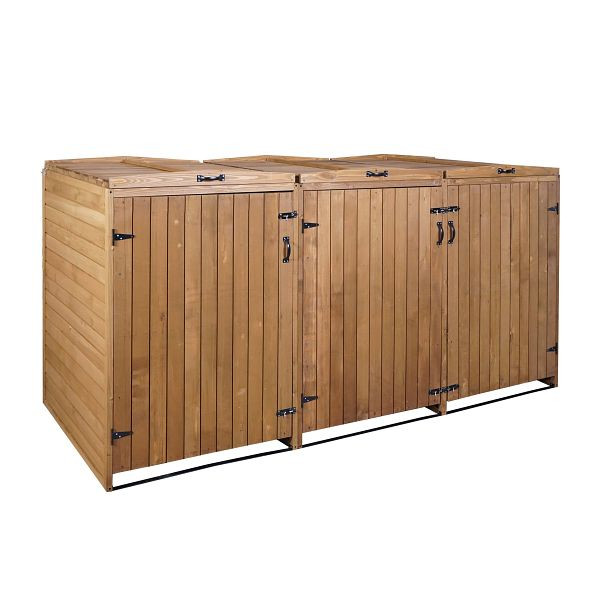Mendler XL 3er-/6er-Mülltonnenverkleidung HWC-H74, Mülltonnenbox, erweiterbar 120x75x96 Holz, braun, 73980+74652+73982