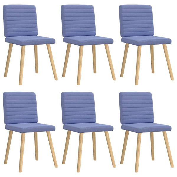 vidaXL Esszimmerstühle 6 Stk. Jeansblau Stoff, 3315554, 8721158569998
