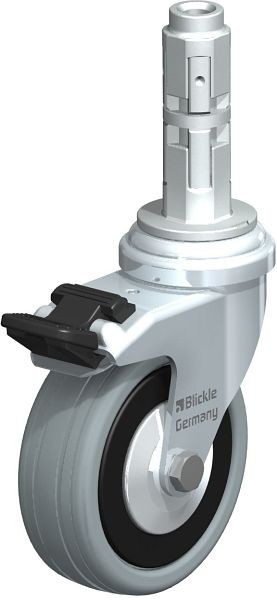 Blickle LRA-VPA 75G-FI-FA-E02 Apparate-Lenkrolle mit Expander & Feststeller, Vollgummi, Grau, 274670