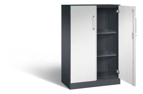 C+P Flügeltürenschrank Asisto, H1310xB800xT435mm, Farbe: Schwarzgrau / Lichtgrau, Bügelgriff, 3 OH, 141033-000 S10146