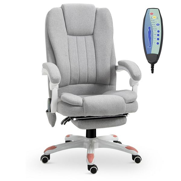 Vinsetto Massage Sessel, Bürostuhl, Gaming Stuhl, Polyester, Schaumstoff, Nylon, Grau, 66 x 63 x 107-115 cm, 921-272